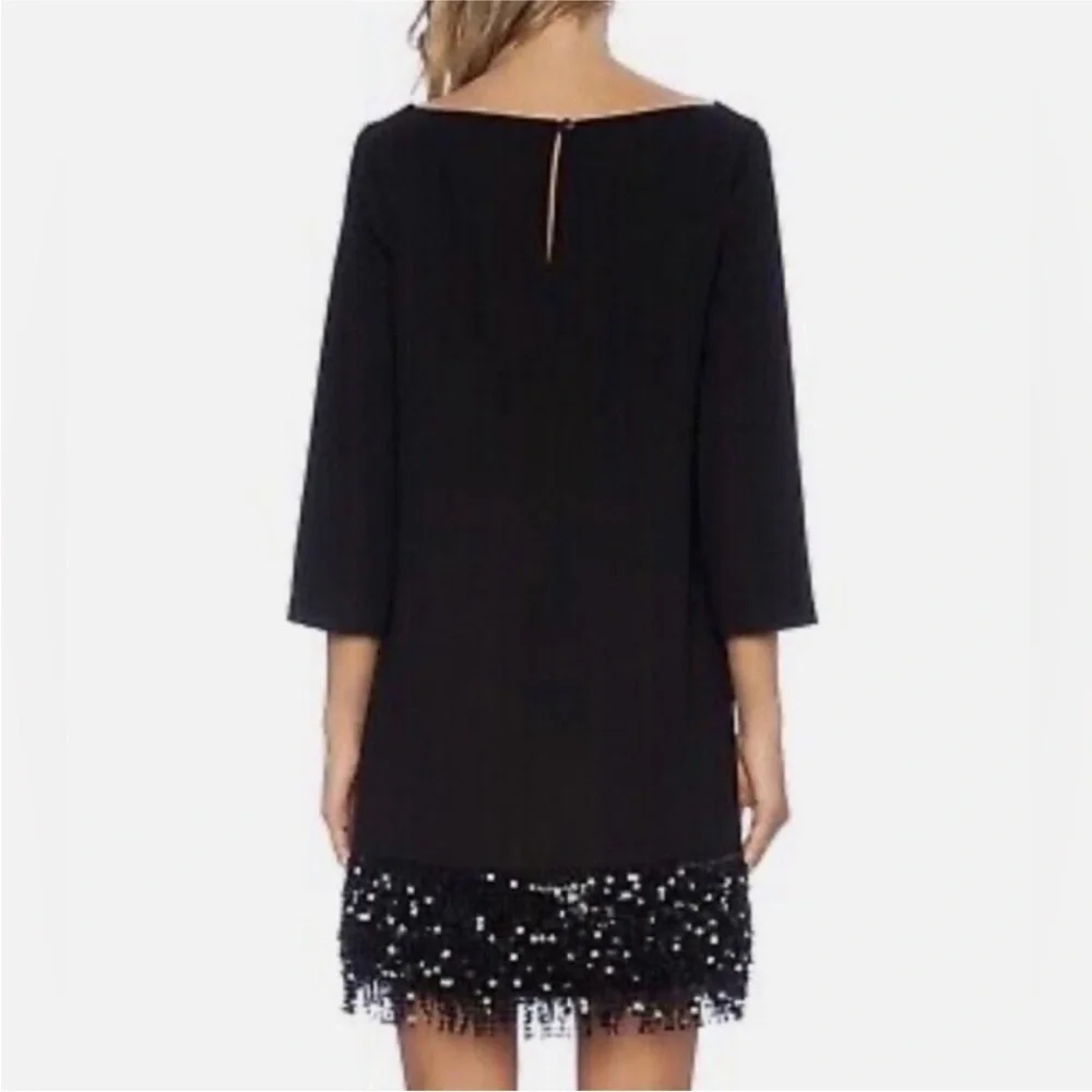 Kate Spade Sequin Fringe Hem Black Cocktail Party Mini Dress LBD Size 10